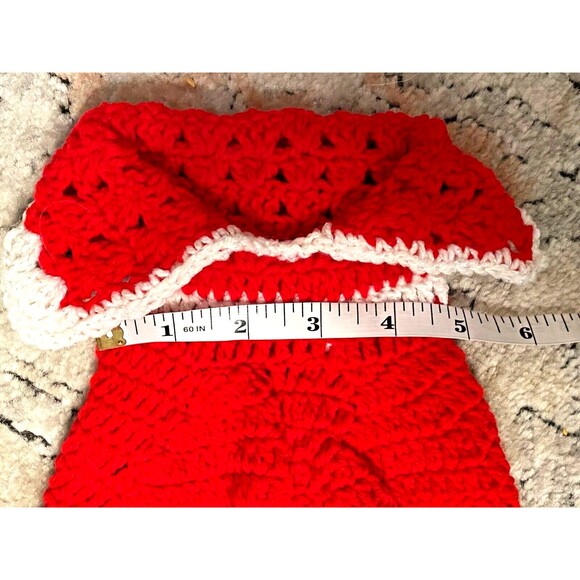 Handmade Crochet Knit Dog Sweater Size S Shirt Puppy Christmas Santa Red - Picture 8 of 9